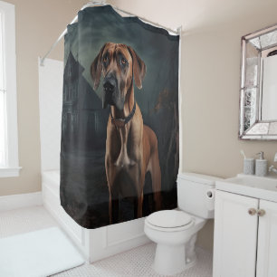 Rhodesian Ridgeback Halloween Scary  Shower Curtain