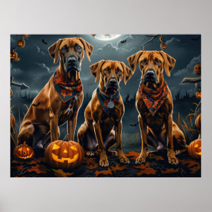 Rhodesian Ridgeback Halloween Spooky  Poster