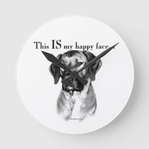 Rhodesian Ridgeback Happy Face Round Clock
