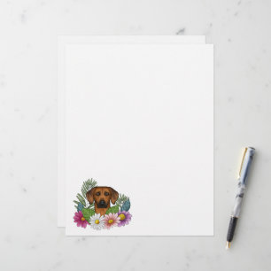 Rhodesian Ridgeback Head Colourful Summer Flowers Custom Letterhead