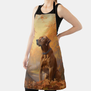 Rhodesian Ridgeback  in Autumn Leaves Fall Inspire Apron