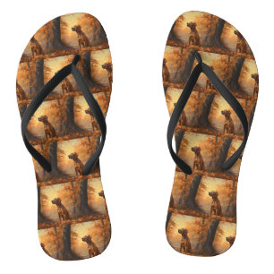 Rhodesian Ridgeback in Autumn Leaves Fall Inspire Jandals