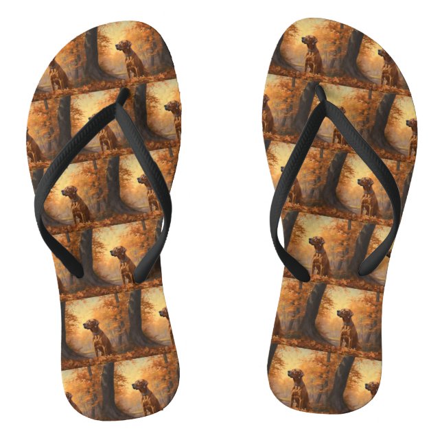 Rhodesian Ridgeback  in Autumn Leaves Fall Inspire Jandals (Footbed)