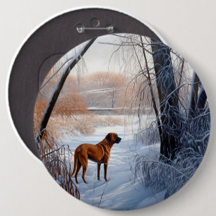 Rhodesian Ridgeback Let It Snow Christmas  6 Cm Round Badge