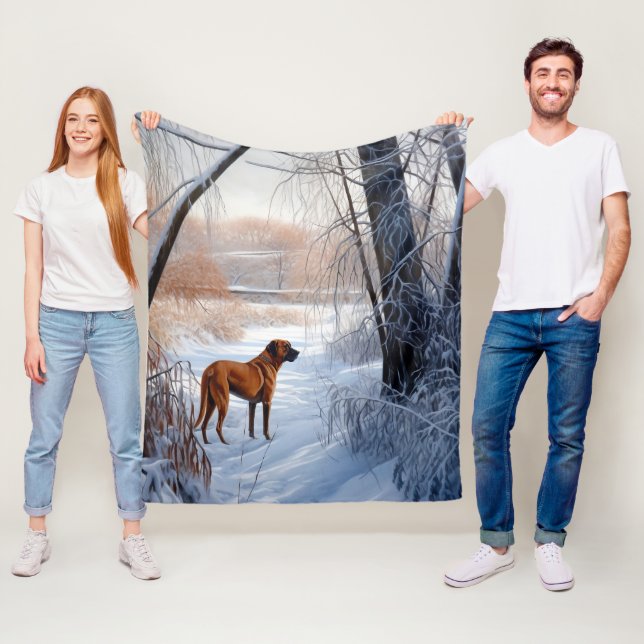 Rhodesian Ridgeback Let It Snow Christmas  Fleece Blanket (In Situ)
