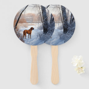 Rhodesian Ridgeback Let It Snow Christmas Hand Fan