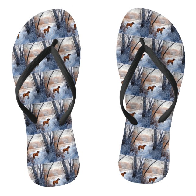 Rhodesian Ridgeback Let It Snow Christmas  Jandals (Footbed)