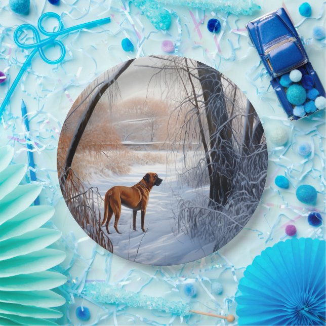 Rhodesian Ridgeback Let It Snow Christmas  Paper Plate (Party)