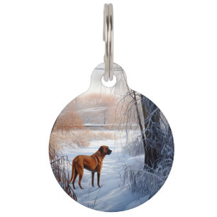 Rhodesian Ridgeback Let It Snow Christmas Pet Tag