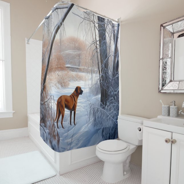 Rhodesian Ridgeback Let It Snow Christmas  Shower Curtain (In Situ)