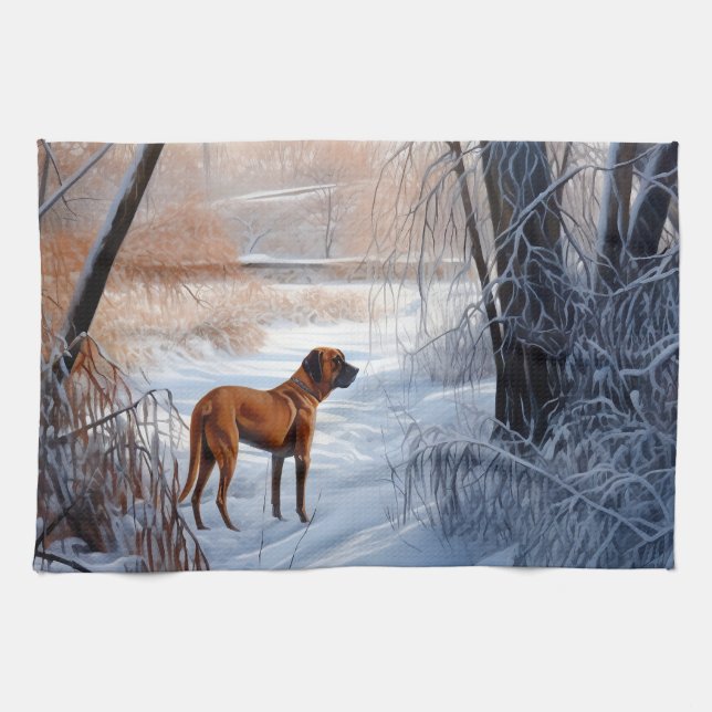 Rhodesian Ridgeback Let It Snow Christmas  Tea Towel (Horizontal)