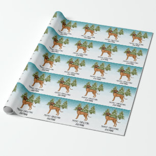 Rhodesian Ridgeback Lion Dog Snowy Winter Forest Wrapping Paper