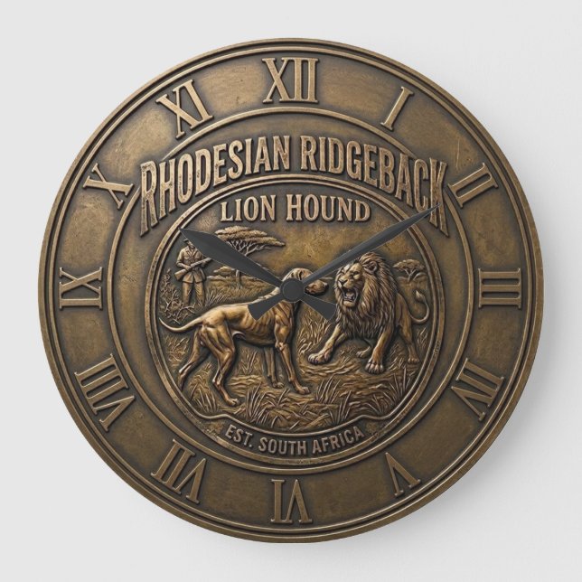 Rhodesian Ridgeback Lion Hound Art Large Clock (Front)