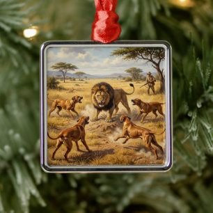 Rhodesian Ridgeback Lion Hound Art Metal Tree Decoration