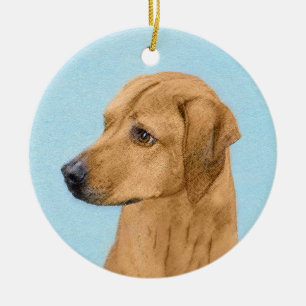 Rhodesian Ridgeback Painting - Original Dog Art Ceramic Tree Decoration