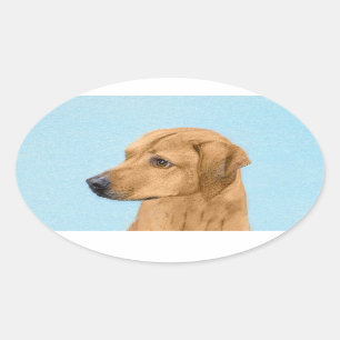 Rhodesian Ridgeback Painting - Original Dog Art Oval Sticker