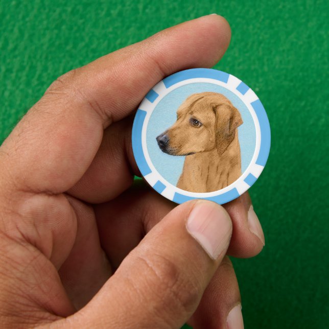 Rhodesian Ridgeback Painting - Original Dog Art Poker Chips (Hand)