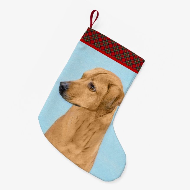 Rhodesian Ridgeback Painting - Original Dog Art Small Christmas Stocking (Front (Hanging))