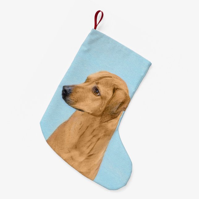Rhodesian Ridgeback Painting - Original Dog Art Small Christmas Stocking (Front (Hanging))