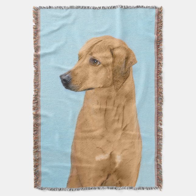 Rhodesian Ridgeback Painting - Original Dog Art Throw Blanket (Front Vertical)