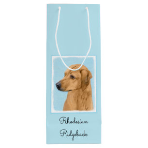 Rhodesian Ridgeback Painting - Original Dog Art Wine Gift Bag