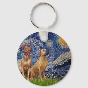 Rhodesian Ridgeback Pair - Starry Night Key Ring