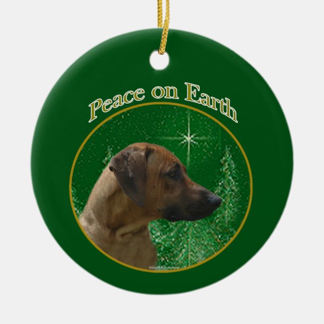 Rhodesian Ridgeback Peace Ceramic Tree Decoration (Front)