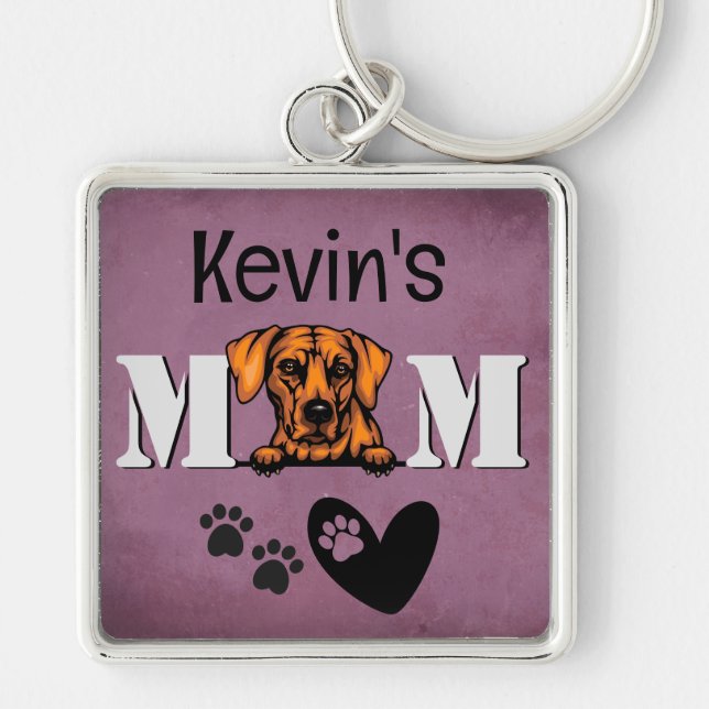 Rhodesian Ridgeback Personalised Peeking  Key Ring (Front)