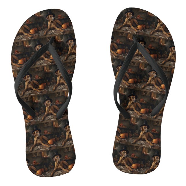 Rhodesian Ridgeback Pumpkins Halloween Scary Jandals (Footbed)