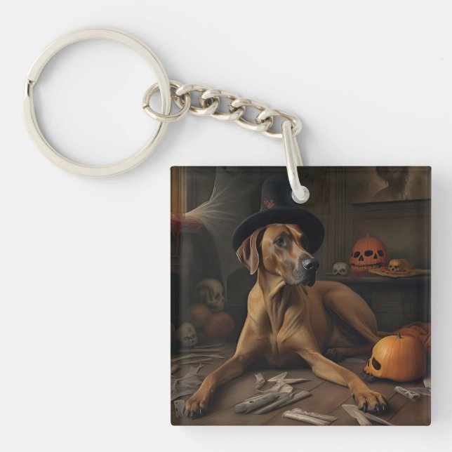 Rhodesian Ridgeback Pumpkins Halloween Scary Key Ring (Front)
