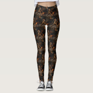 Rhodesian Ridgeback Pumpkins Halloween Scary Leggings
