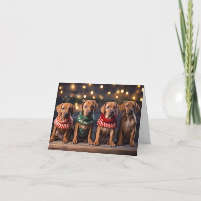 Rhodesian Ridgeback Puppies Christmas Card (Front)