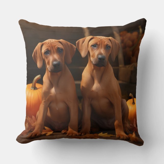 Rhodesian Ridgeback Puppy Autumn Delight Pumpkin  Cushion (Front)