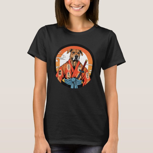 Rhodesian Ridgeback Samurai Funny Dog Warrior T-Shirt (Front)