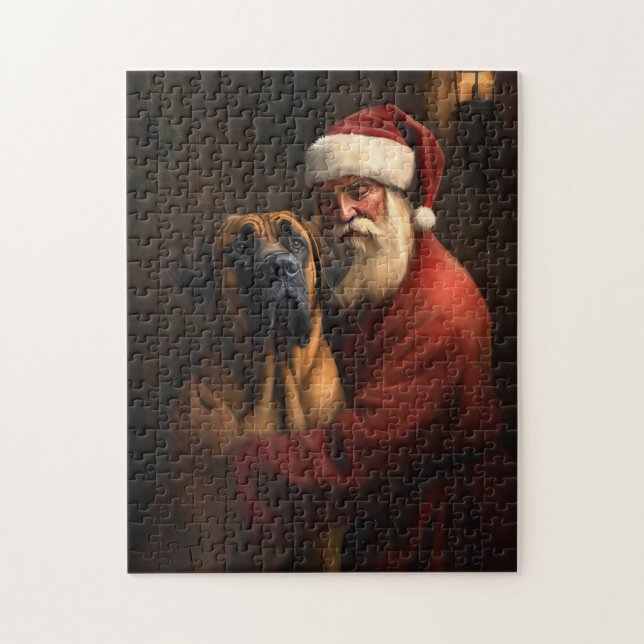 Rhodesian Ridgeback Santa Claus Festive Christmas Jigsaw Puzzle (Vertical)