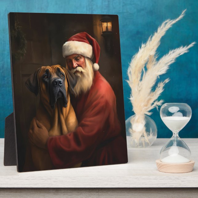 Rhodesian Ridgeback Santa Claus Festive Christmas Plaque (Side)