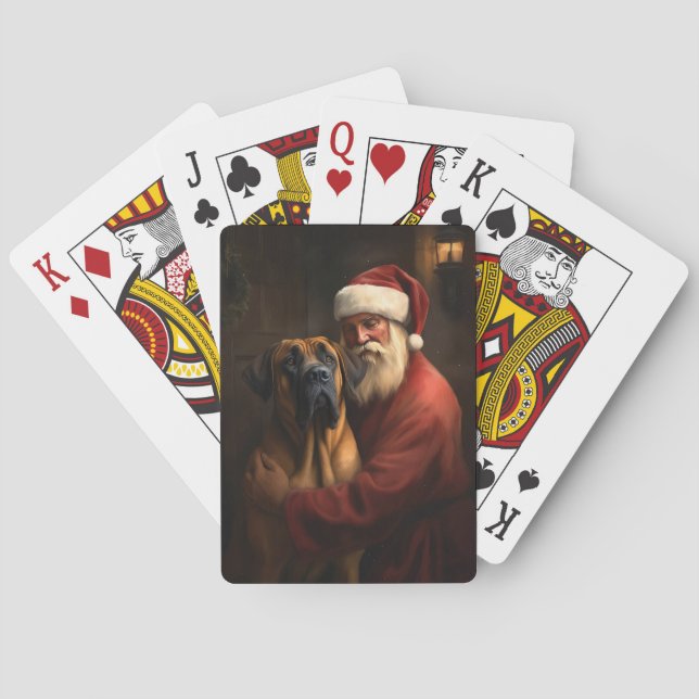 Rhodesian Ridgeback Santa Claus Festive Christmas Playing Cards (Back)