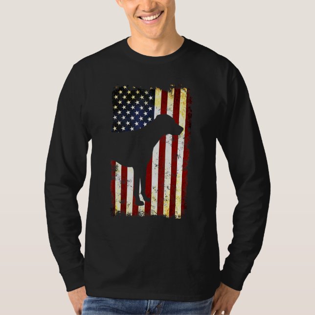 Rhodesian Ridgeback Silhouette American Flag 4th o T-Shirt (Front)