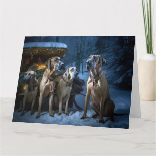 Rhodesian Ridgeback Snowy Sleigh Christmas Decor Card