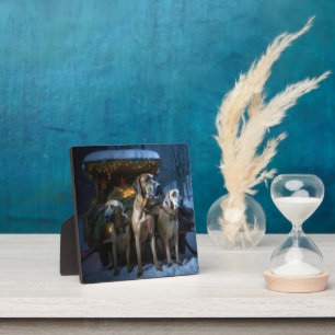 Rhodesian Ridgeback Snowy Sleigh Christmas Decor Plaque