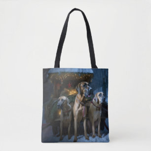 Rhodesian Ridgeback Snowy Sleigh Christmas Decor Tote Bag