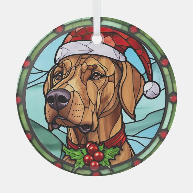 Rhodesian Ridgeback Stained Glass Christmas Tree Decoration (Front)