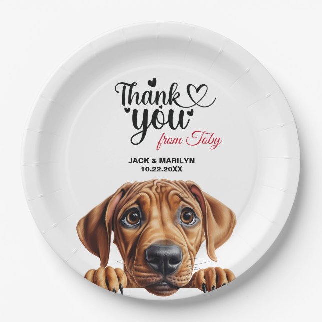 Rhodesian Ridgeback Wedding Thank You Paper Plate (Front)