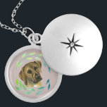 Rhodesian Ridgeback with a Wreath Watercolor Silver Plated Necklace<br><div class="desc">This is a watercolor painting of a Rhodesian Ridgeback dog. She has a green wreath around her face.</div>