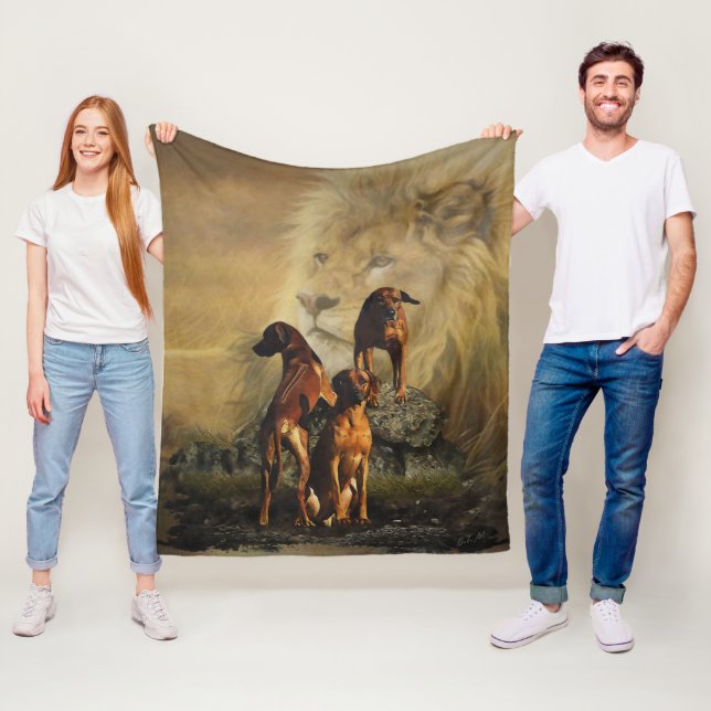 Rhodesian Ridgeback with Lion   Fleece Blanket (In Situ)