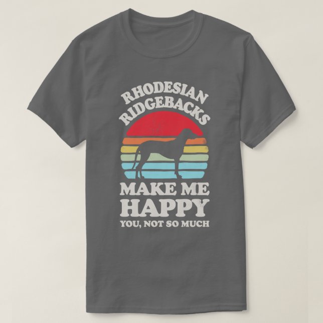 Rhodesian Ridgebacks Make Me Happy Sunset Retro fo T-Shirt (Design Front)