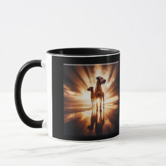 Rhodesian Ridgebacks Sunset Beach Duo Art Mug