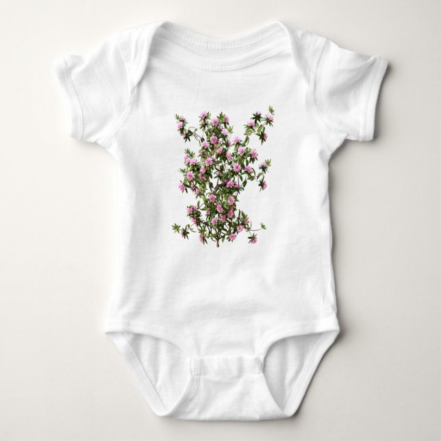 Rhododendron Botanical Flower Baby Bodysuit (Front)