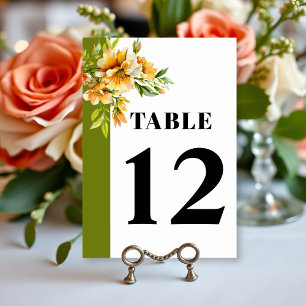 Rhododendron orange yellow flowers wedding table number