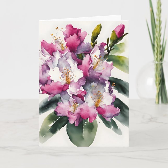 Rhododendron - Watercolor flowers Card (Front)